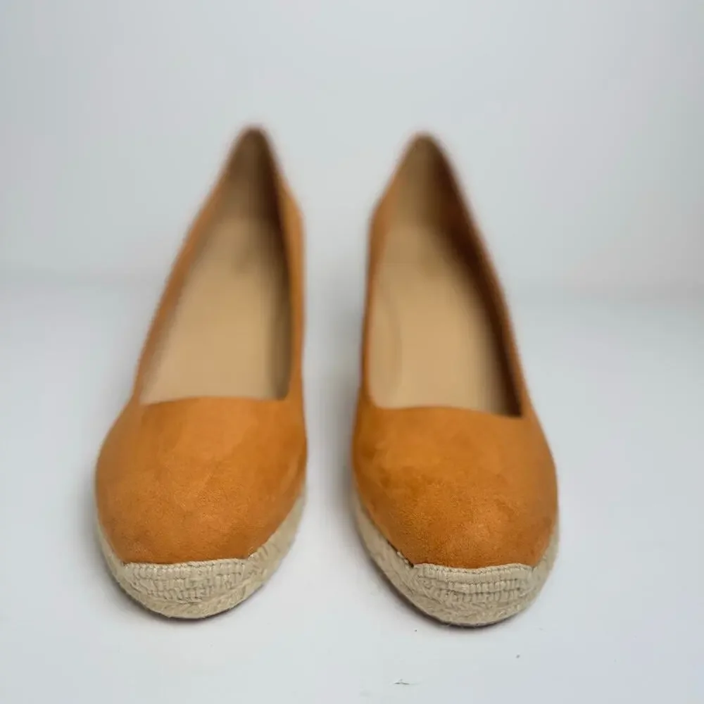J.Crew Espadrille Wedge Heels Women’s 10.5 Camel Suede Comfort Shoes BY142